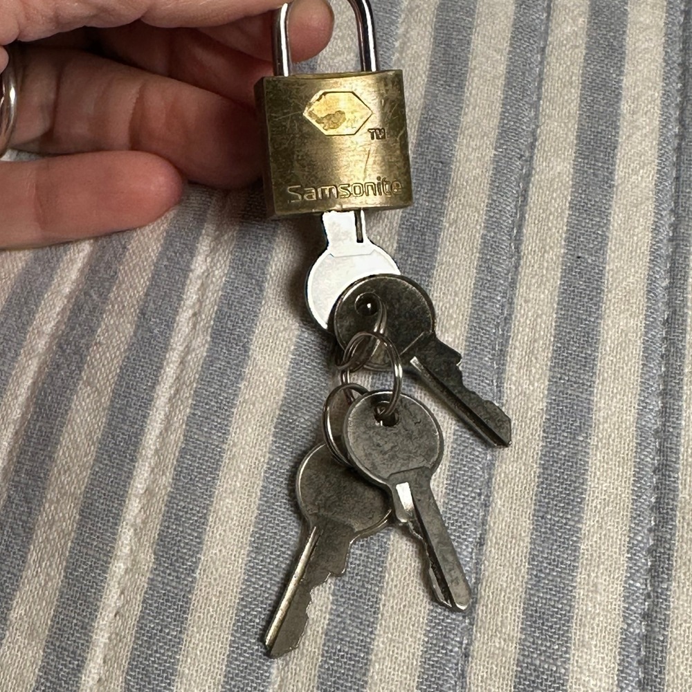 Samsonite Brass Luggage Lock TSA 007 Padlock 4 Keys Travel Security